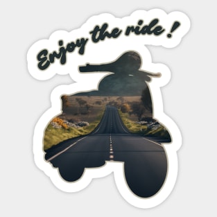 Scooter RVintage Lovers Enjoy The Ride Landscape Country Road Travel Sticker